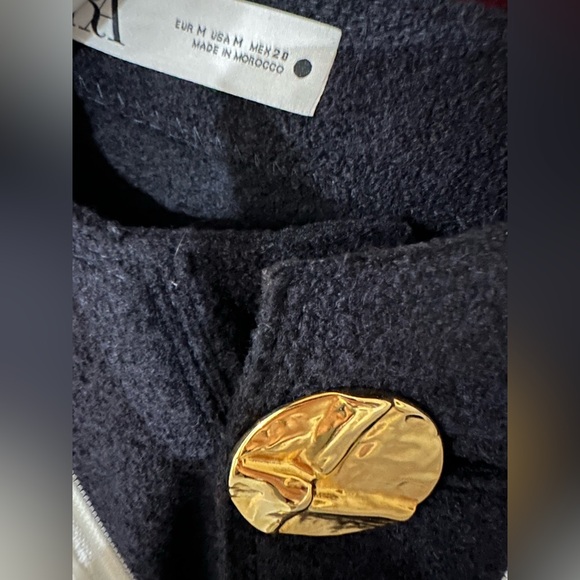 💙 ZARA NWOT Women's Navy Poncho Cape Coat with Large Golden Buttons - Picture 8 of 9